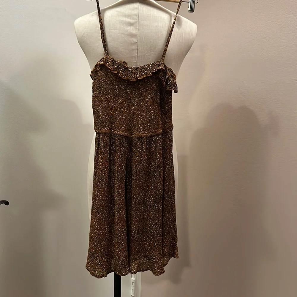 Urban Outfitters leopard ruffle chest lightweight mini dress sz small - Picture 2 of 11
